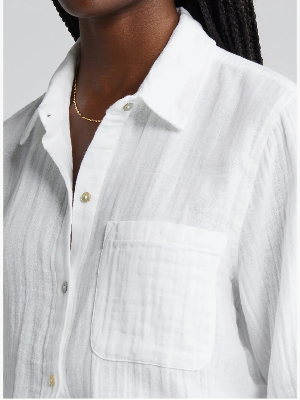 Rails Ellis Organic Cotton Gauze Button Up Shirt White Long Sleeve Women’s L - Picture 3 of 10